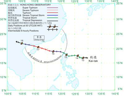 Track of Kai-tak (1213) for 12 - 18 August 2012
